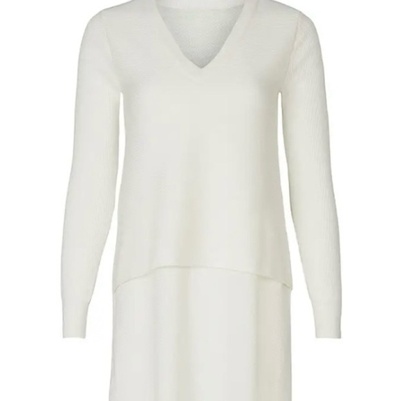 Derek Lam Sweaters - Derek Lam Collective Asymmetrical White  V-Neck Sweater Sz-XSmall